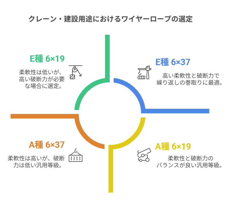 クレーン・建設用途におけるワイヤーロープの選定