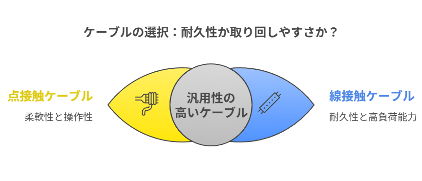 ケーブルの選択：耐久性か取り回しやすさか？