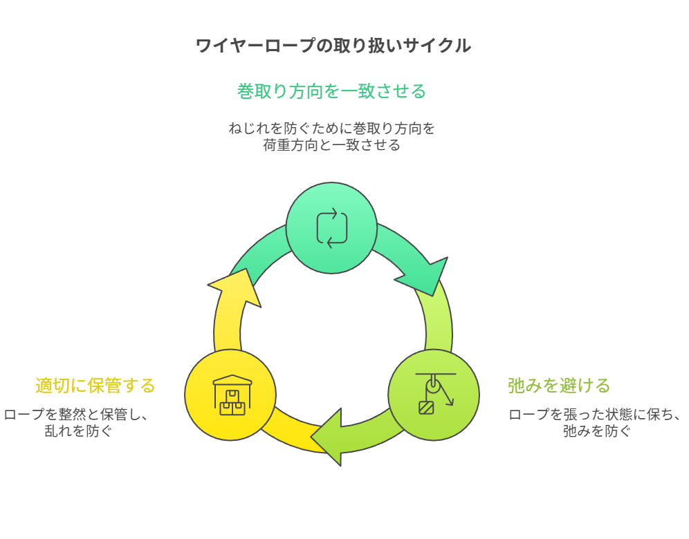 ワイヤーロープの取り扱いサイクル