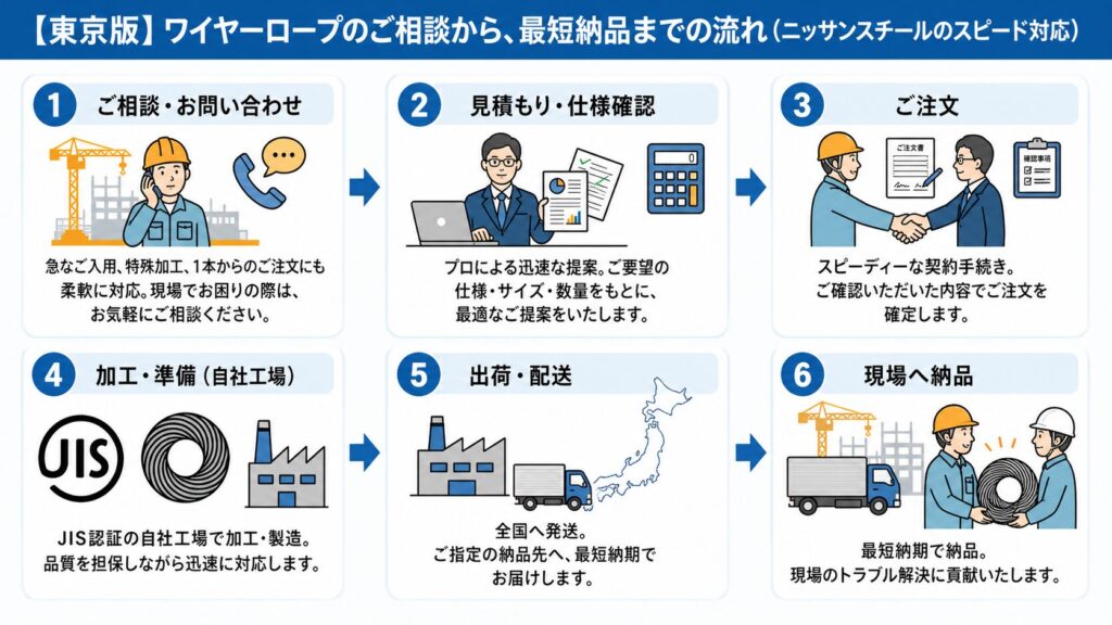 お問い合わせから最短納品までのステップ