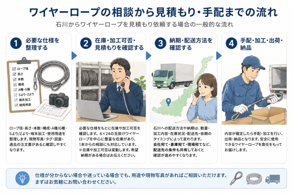 ワイヤーロープの相談から見積り手配の流れまで